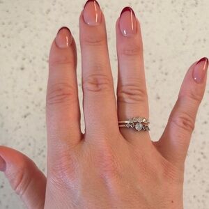 Elegant Silver and White Moonstone Gemstone Ring Set